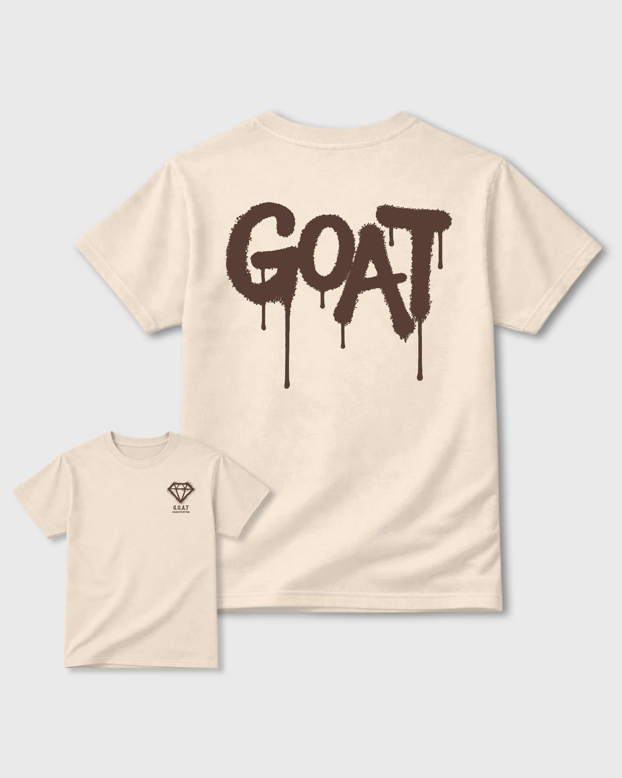 Diamond Goat Natural Front & Back Graphic T-Shirt - 3, sneaker matching shirt designed to pair with Air Jordan 12 Fireside sneakers for a coordinated streetwear outfit.