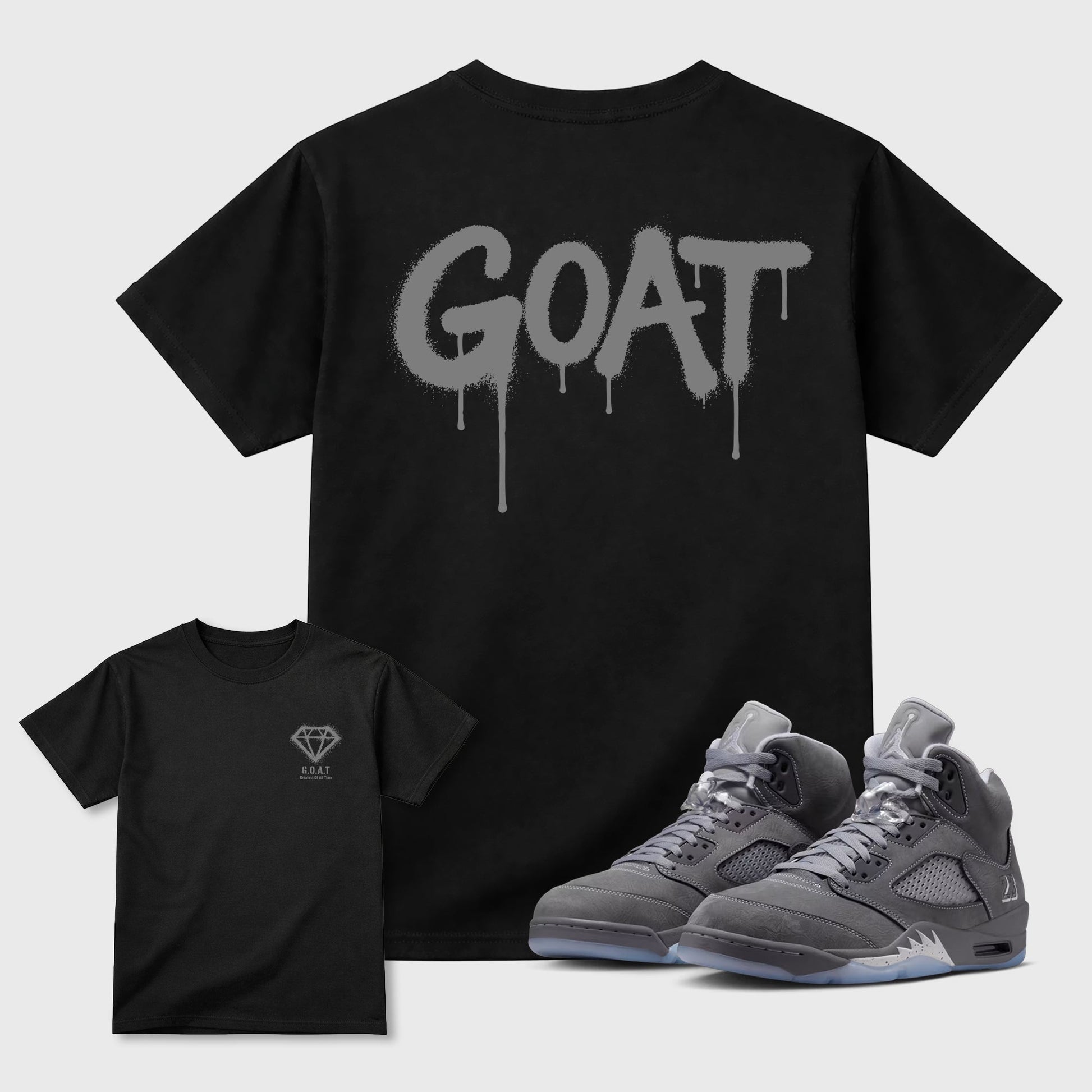 Diamond Goat sneaker match t-shirt styled to complete your fit with the sneakers, shown in Black.
