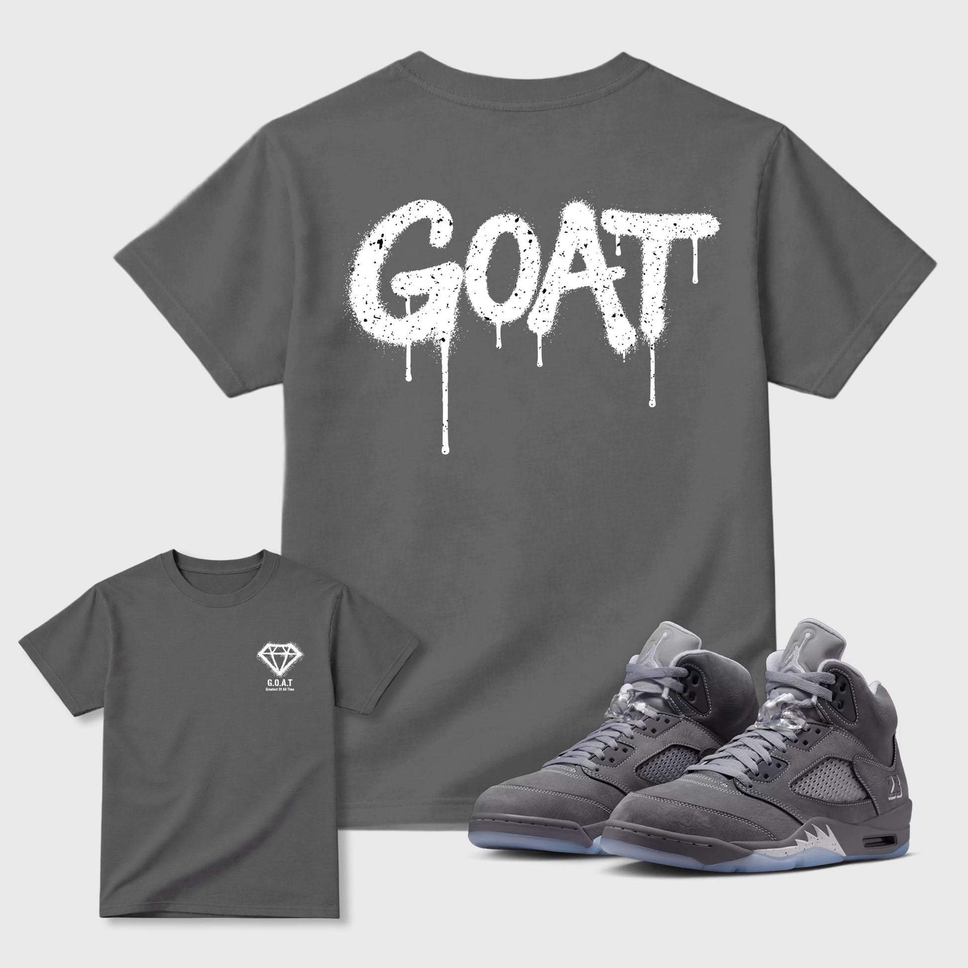 Diamond Goat sneaker match t-shirt styled to complete your fit with the sneakers, shown in Cool Grey.