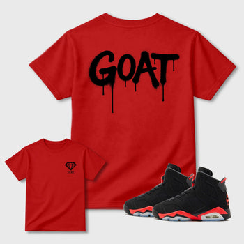 Diamond Goat sneaker match t-shirt styled to complete your fit with the sneakers, shown in Red.