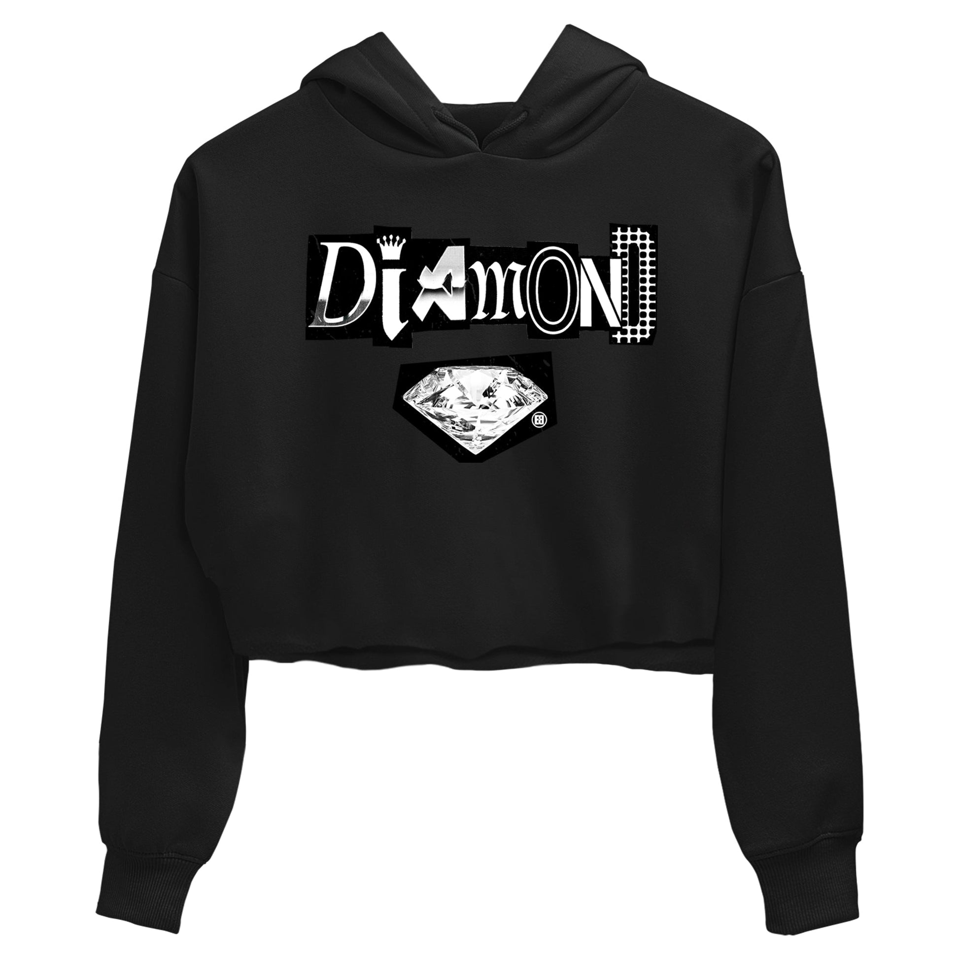 Diamond Letter womens crop tee perfect shirts to match jordans the Air Foamposite One Triple White sneakers — the perfect match in Black 2.