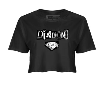 Diamond Letter womens crop tee perfect shirts to match jordans the Air Foamposite One Triple White sneakers — the perfect match in Black 2.