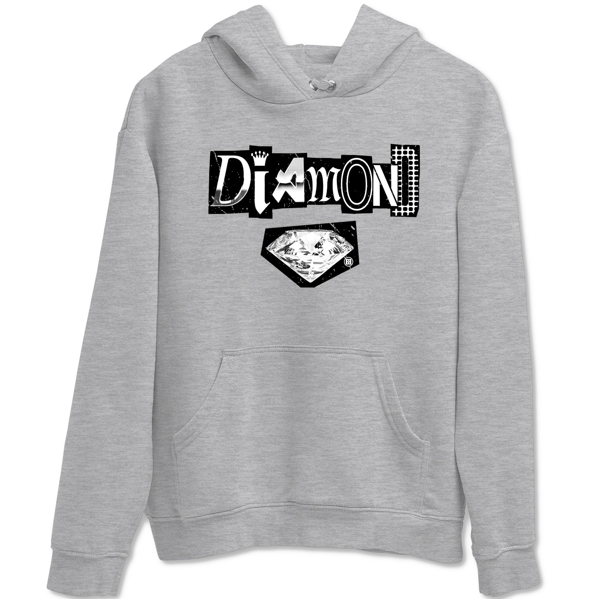 Diamond Letter sneaker match t-shirt styled to complete your fit with the Air Foamposite One Triple White sneakers, graphic shirts in Heather Grey 2.