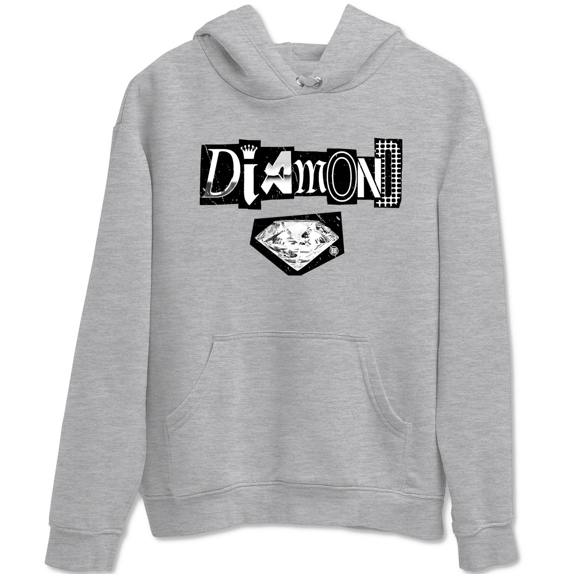 Diamond Letter sneaker match t-shirt styled to complete your fit with the Air Foamposite One Triple White sneakers, graphic shirts in Heather Grey 2.