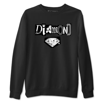 Diamond Letter sneaker match t-shirt styled to complete your fit with the Air Foamposite One Triple White sneakers, graphic shirts in Black 2.