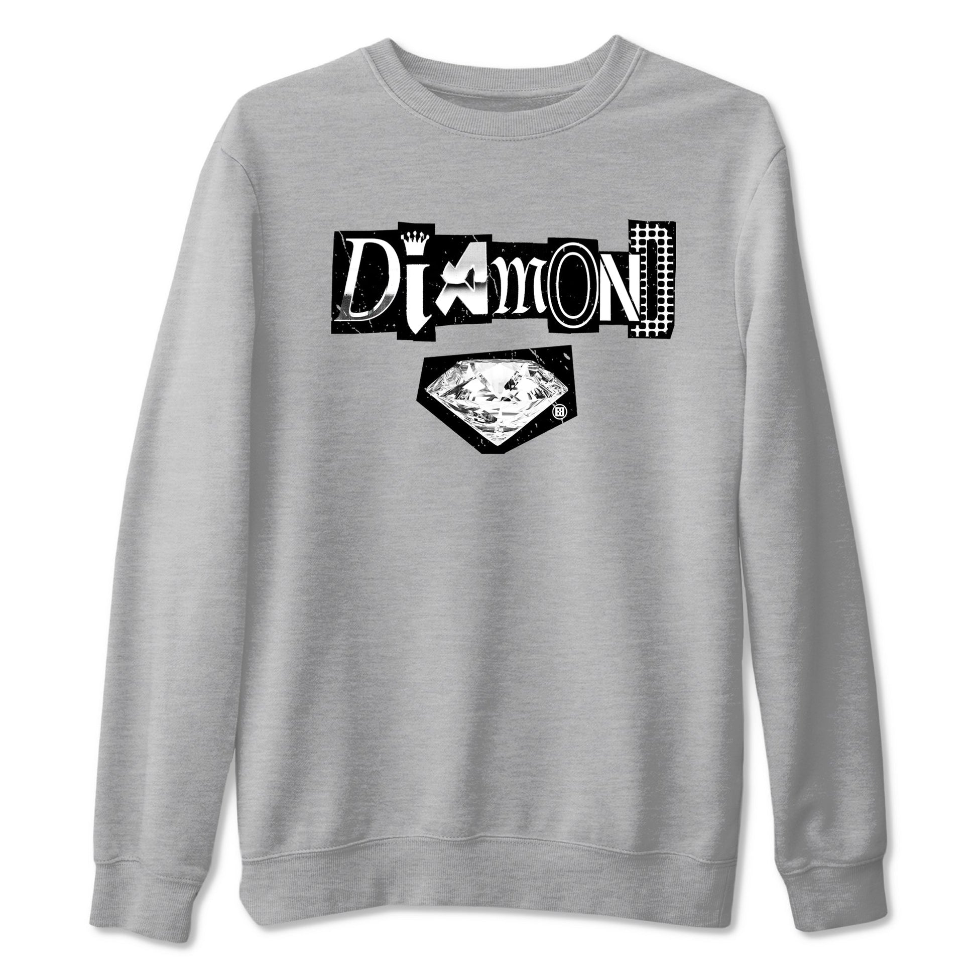 Diamond Letter sneaker match t-shirt styled to complete your fit with the Air Foamposite One Triple White sneakers, graphic shirts in Heather Grey 2.