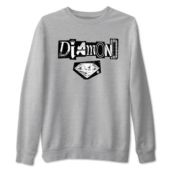 Diamond Letter sneaker match t-shirt styled to complete your fit with the Air Foamposite One Triple White sneakers, graphic shirts in Heather Grey 2.
