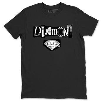 Diamond Letter sneaker match t-shirt styled to complete your fit with the Air Foamposite One Triple White sneakers, graphic shirts in Black 2.