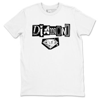 Diamond Letter sneaker match t-shirt styled to complete your fit with the Air Foamposite One Triple White sneakers, graphic shirts in White 2.