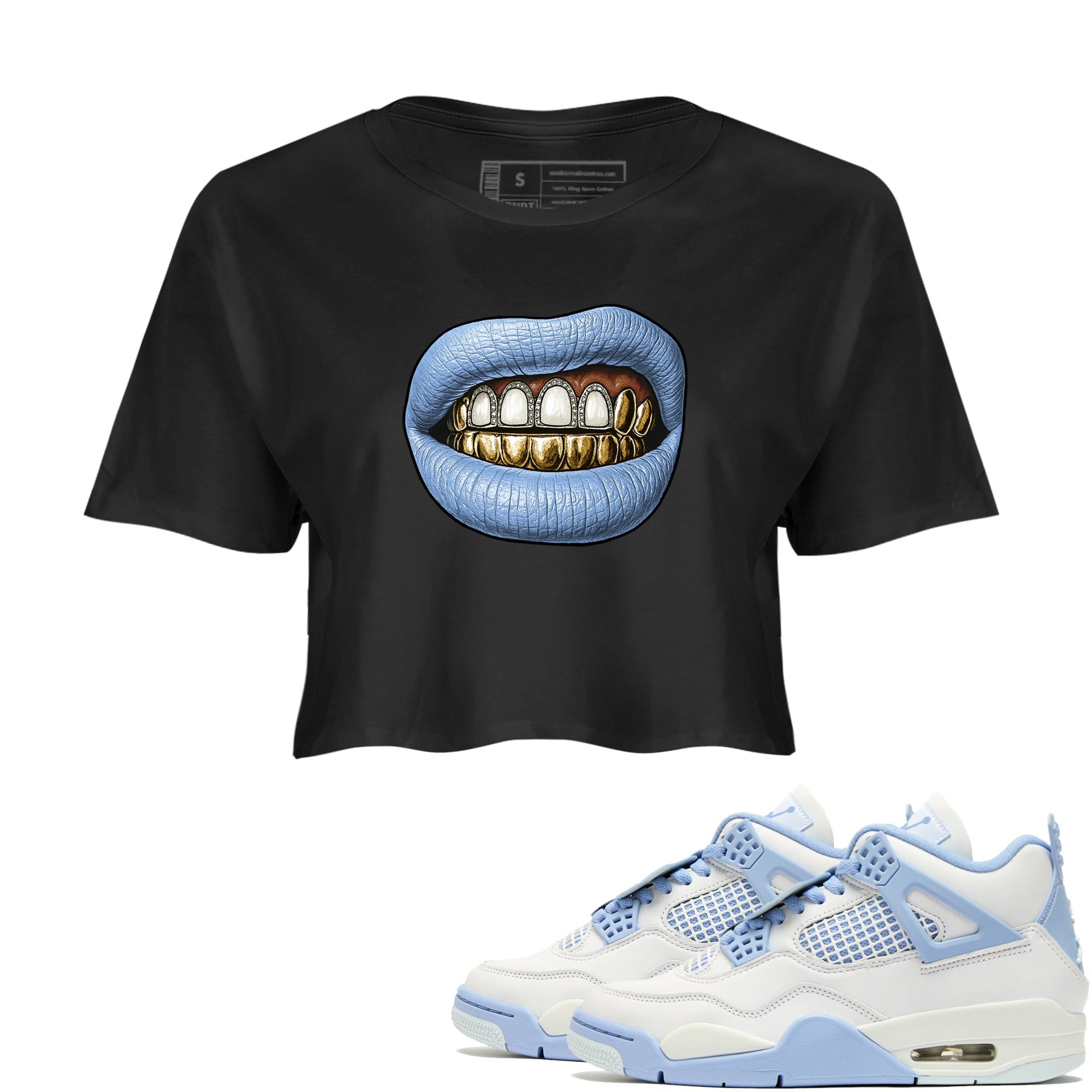 Air Jordan 4 Aluminium shirts to match jordans Diamond Teeth sneaker match tees Air Jordan 4 Forget Me Not shirts to match Jordan 1s SNRT Sneaker Tees unisex cotton Black 1 crop tee