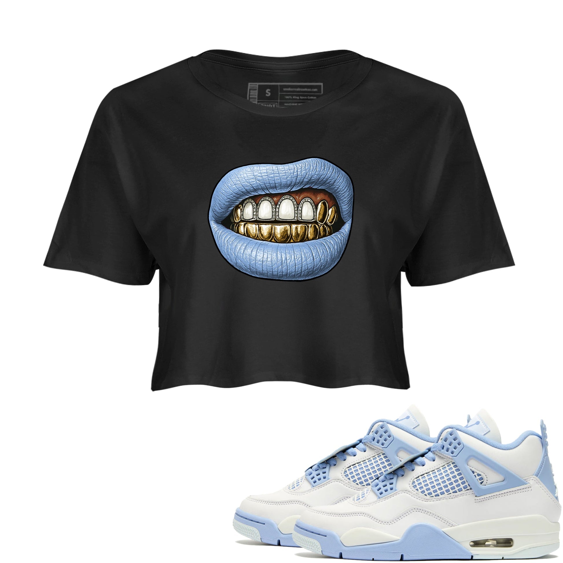 Air Jordan 4 Aluminium shirts to match jordans Diamond Teeth sneaker match tees Air Jordan 4 Forget Me Not shirts to match Jordan 1s SNRT Sneaker Tees unisex cotton Black 1 crop tee