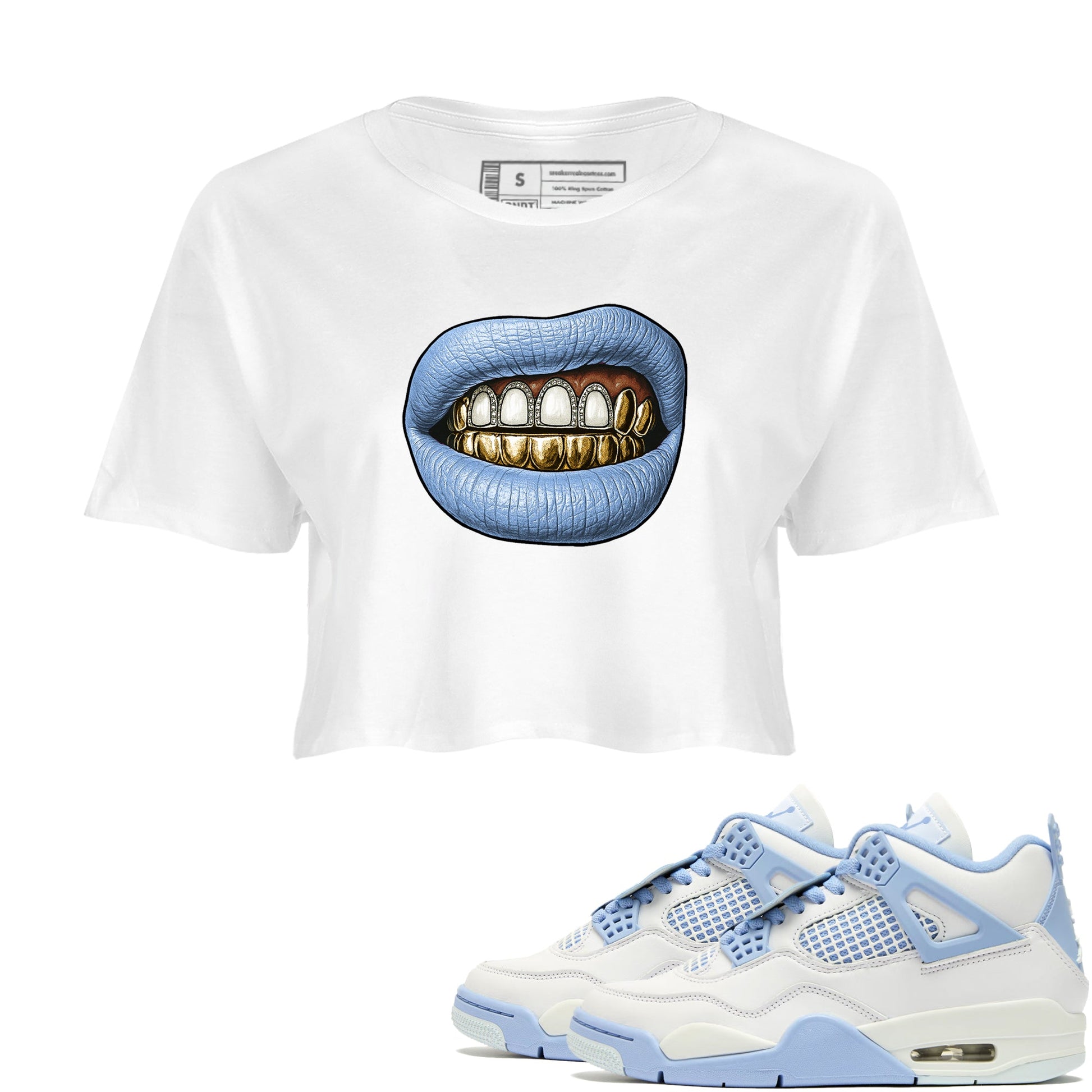 Air Jordan 4 Aluminium shirts to match jordans Diamond Teeth sneaker match tees Air Jordan 4 Forget Me Not shirts to match Jordan 1s SNRT Sneaker Tees unisex cotton White 1 crop tee