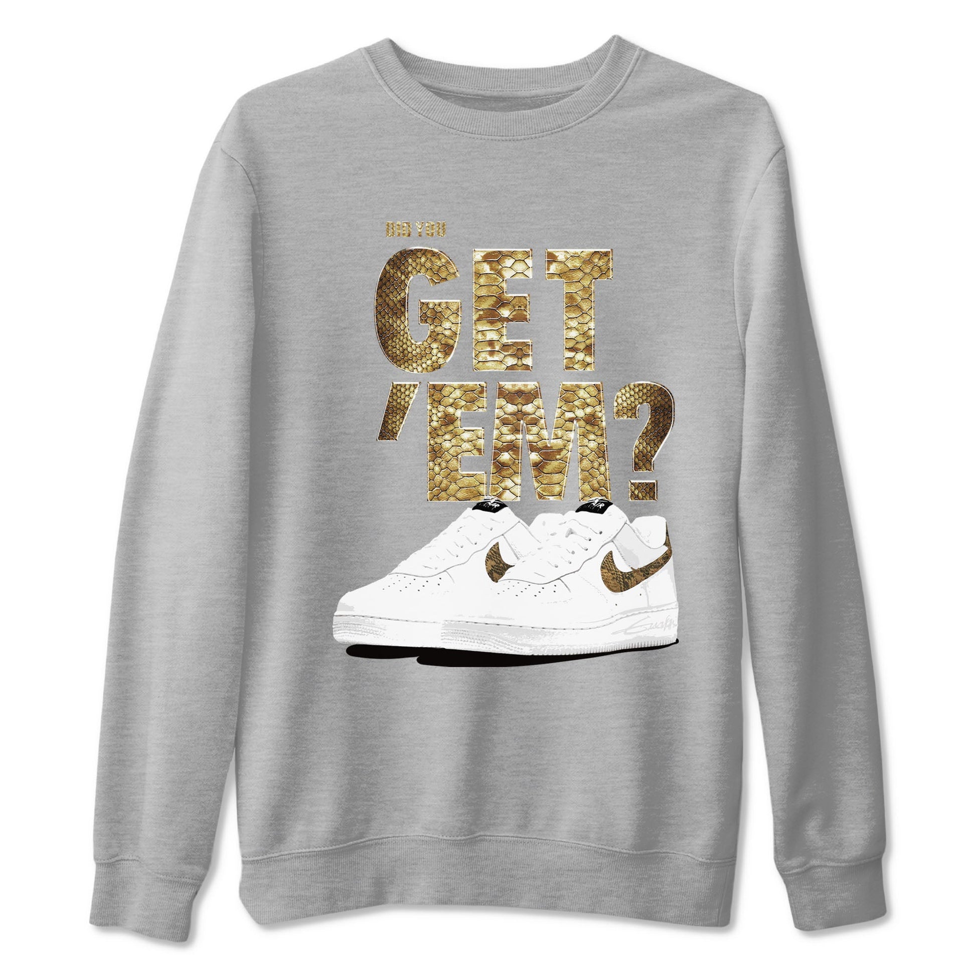 AF1 Ivory Snake shirts to match jordans Did You Get 'Em sneaker match tees Air Force 1 Ivory Snake SNRT Sneaker Release Tees unisex cotton Heather Grey 2 crew neck shirt