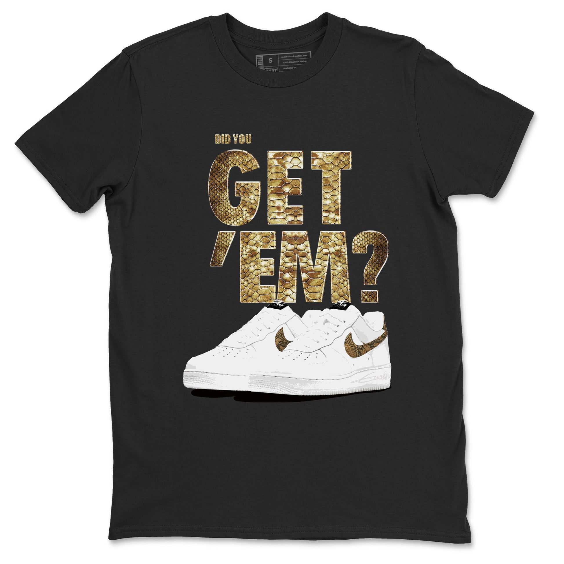 AF1 Ivory Snake shirts to match jordans Did You Get 'Em sneaker match tees Air Force 1 Ivory Snake SNRT Sneaker Release Tees unisex cotton Black 2 crew neck shirt
