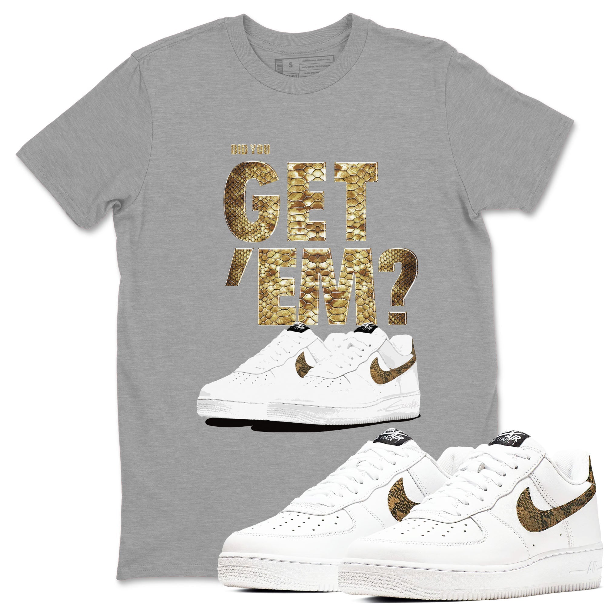 AF1 Ivory Snake shirts to match jordans Did You Get 'Em sneaker match tees Air Force 1 Ivory Snake SNRT Sneaker Release Tees unisex cotton Heather Grey 1 crew neck shirt