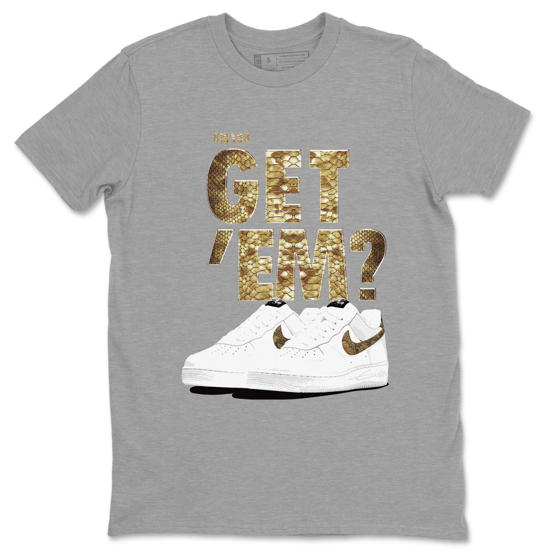 AF1 Ivory Snake shirts to match jordans Did You Get 'Em sneaker match tees Air Force 1 Ivory Snake SNRT Sneaker Release Tees unisex cotton Heather Grey 2 crew neck shirt
