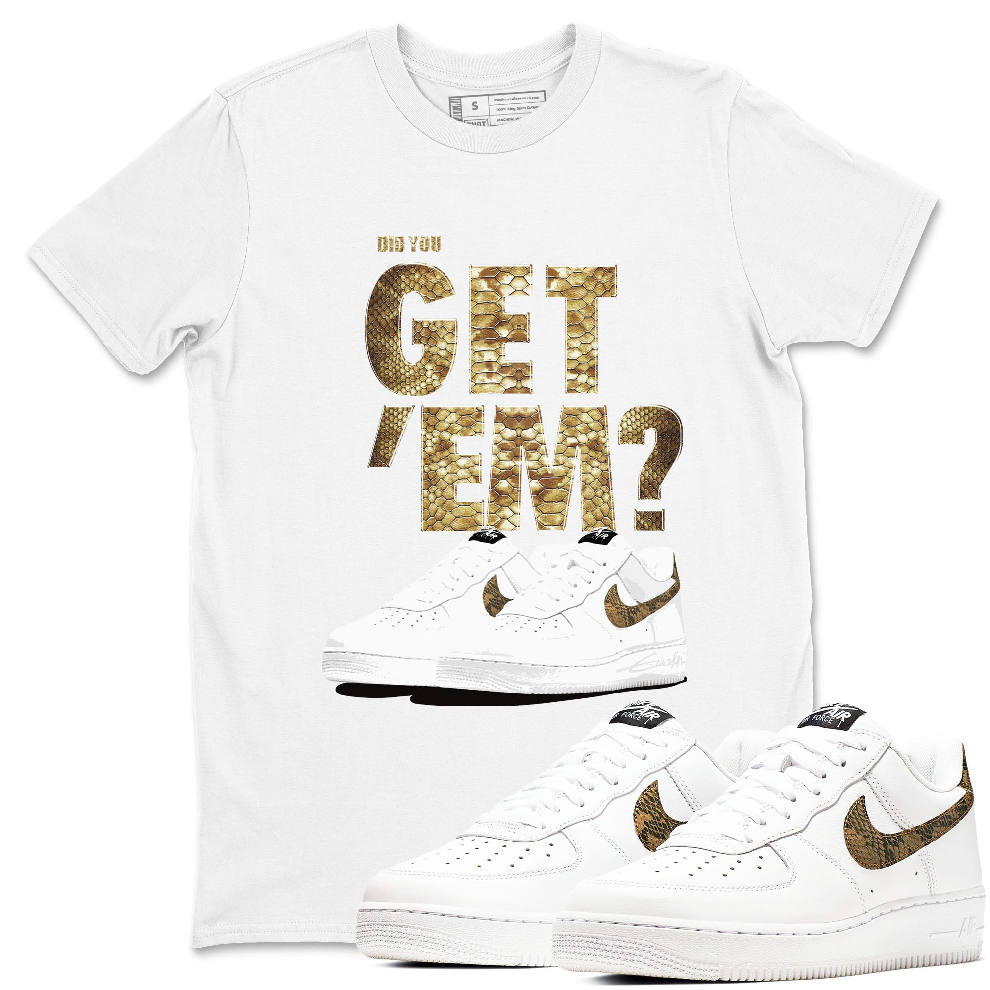 AF1 Ivory Snake shirts to match jordans Did You Get 'Em sneaker match tees Air Force 1 Ivory Snake SNRT Sneaker Release Tees unisex cotton White 1 crew neck shirt