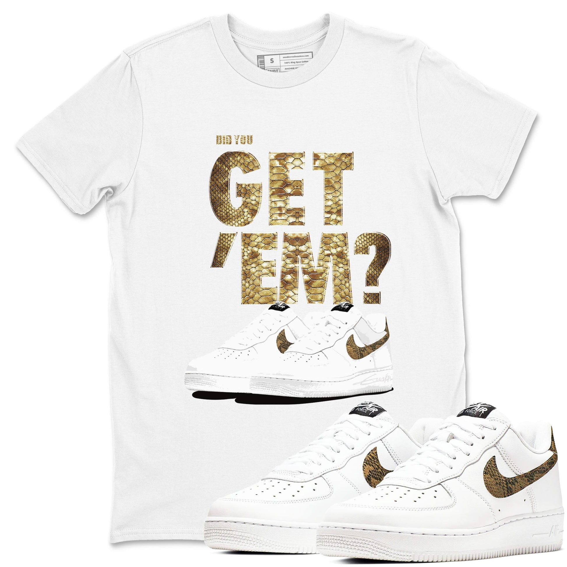 AF1 Ivory Snake shirts to match jordans Did You Get 'Em sneaker match tees Air Force 1 Ivory Snake SNRT Sneaker Release Tees unisex cotton White 1 crew neck shirt