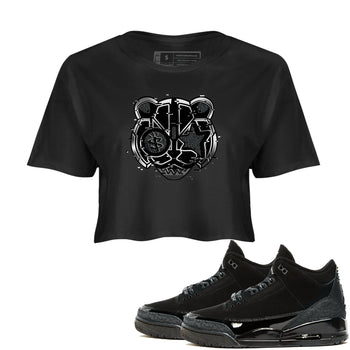3s Black Cat shirts to match jordans Digital Cat Face sneaker match tees AJ3 Retro Black Cat match shoes to clothes SNRT Sneaker Tees unisex cotton Black 1 crop tee