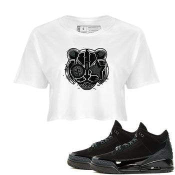 3s Black Cat shirts to match jordans Digital Cat Face sneaker match tees AJ3 Retro Black Cat match shoes to clothes SNRT Sneaker Tees unisex cotton White 1 crop tee