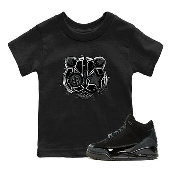 3s Black Cat shirts to match jordans Digital Cat Face sneaker match tees AJ3 Retro Black Cat match shoes to clothes SNRT Sneaker Tees Youth Baby Black 1 tee