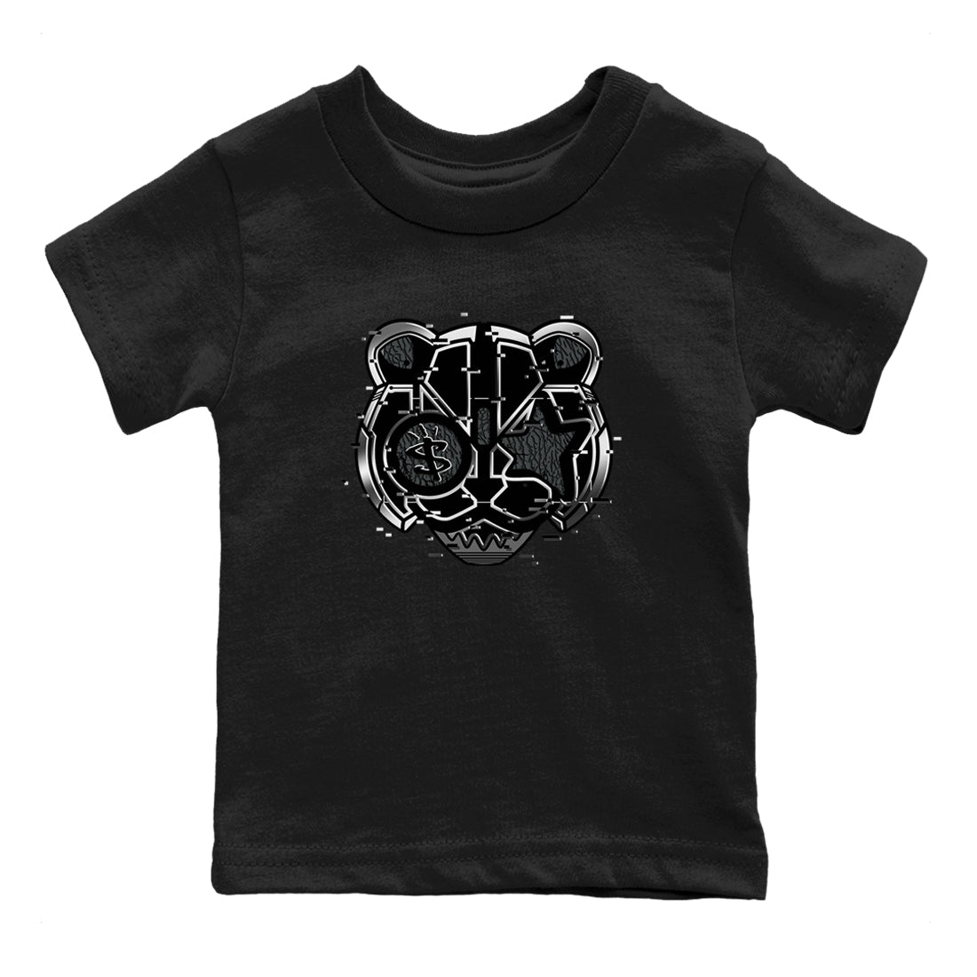 3s Black Cat shirts to match jordans Digital Cat Face sneaker match tees AJ3 Retro Black Cat match shoes to clothes SNRT Sneaker Tees Youth Baby Black 2 tee