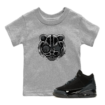3s Black Cat shirts to match jordans Digital Cat Face sneaker match tees AJ3 Retro Black Cat match shoes to clothes SNRT Sneaker Tees Youth Baby Heather Grey 1 tee
