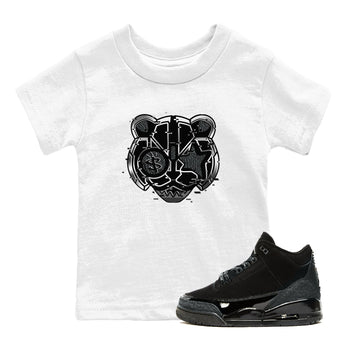3s Black Cat shirts to match jordans Digital Cat Face sneaker match tees AJ3 Retro Black Cat match shoes to clothes SNRT Sneaker Tees Youth Baby White 1 tee