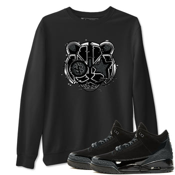 3s Black Cat shirts to match jordans Digital Cat Face sneaker match tees AJ3 Retro Black Cat match shoes to clothes SNRT Sneaker Tees unisex cotton Black 1 shirts