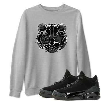 3s Black Cat shirts to match jordans Digital Cat Face sneaker match tees AJ3 Retro Black Cat match shoes to clothes SNRT Sneaker Tees unisex cotton Heather Grey 1 shirts