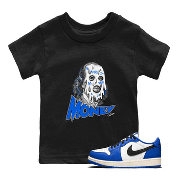 AJ1 Game Royal shirt to match jordans Dirty Money sneaker tees Air Jordan 1 Game Royal SNRT sneaker release tees baby toddler Black 1 cotton Shirt