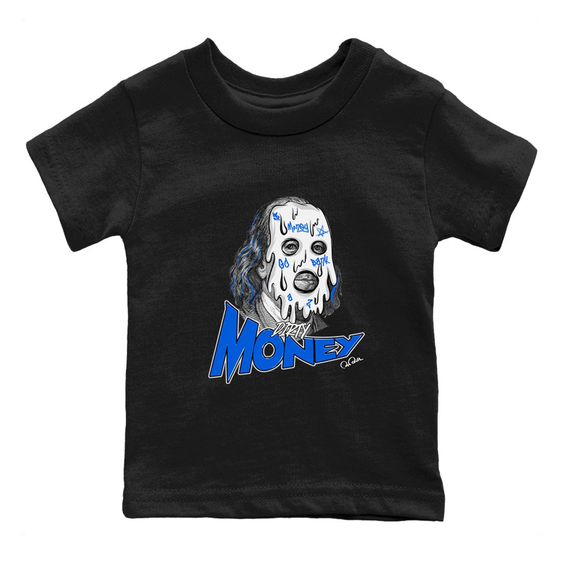 AJ1 Game Royal shirt to match jordans Dirty Money sneaker tees Air Jordan 1 Game Royal SNRT sneaker release tees baby toddler Black 2 cotton Shirt