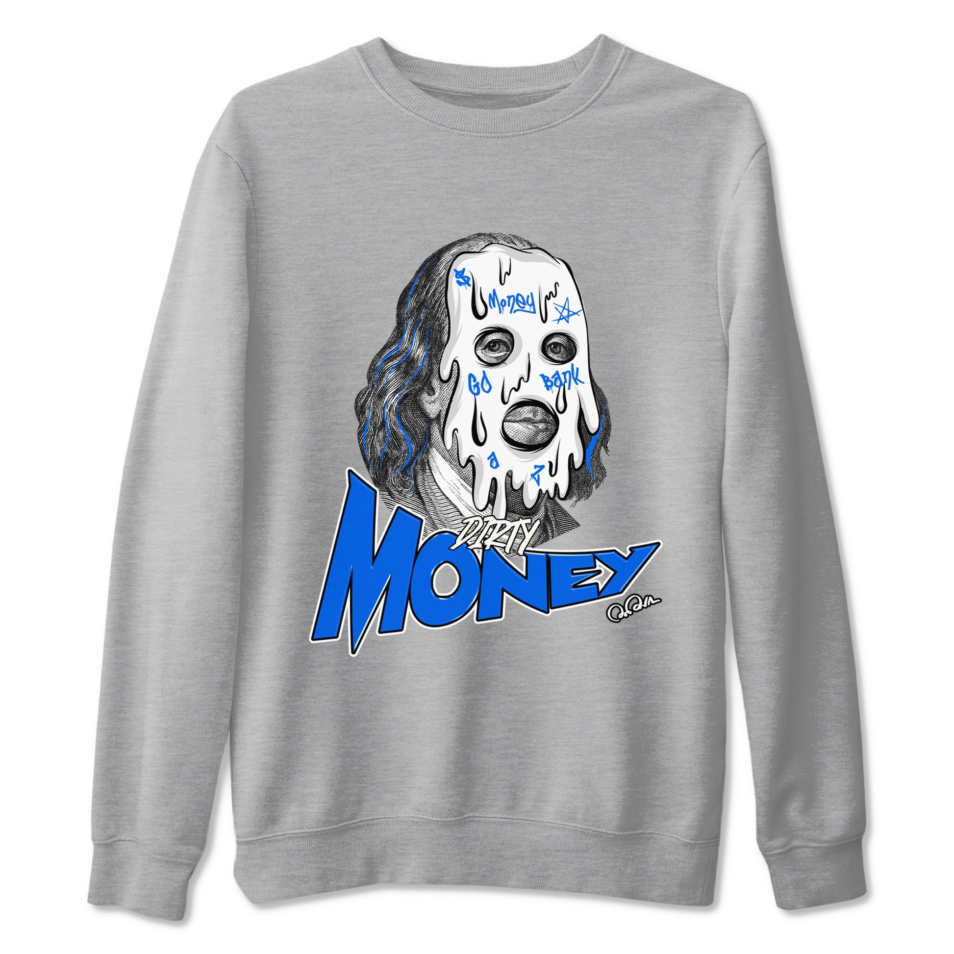 AJ1 Game Royal shirt to match jordans Dirty Money sneaker tees Air Jordan 1 Game Royal SNRT Sneaker Release Tees unisex cotton Heather Grey 2 crew neck shirt
