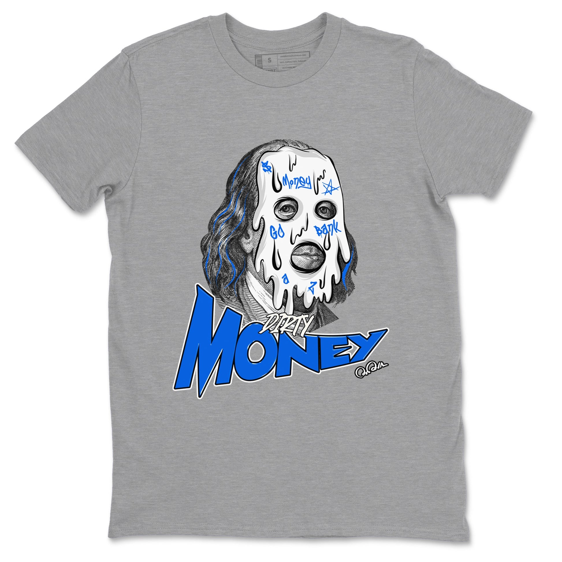 AJ1 Game Royal shirt to match jordans Dirty Money sneaker tees Air Jordan 1 Game Royal SNRT Sneaker Release Tees unisex cotton Heather Grey 2 crew neck shirt