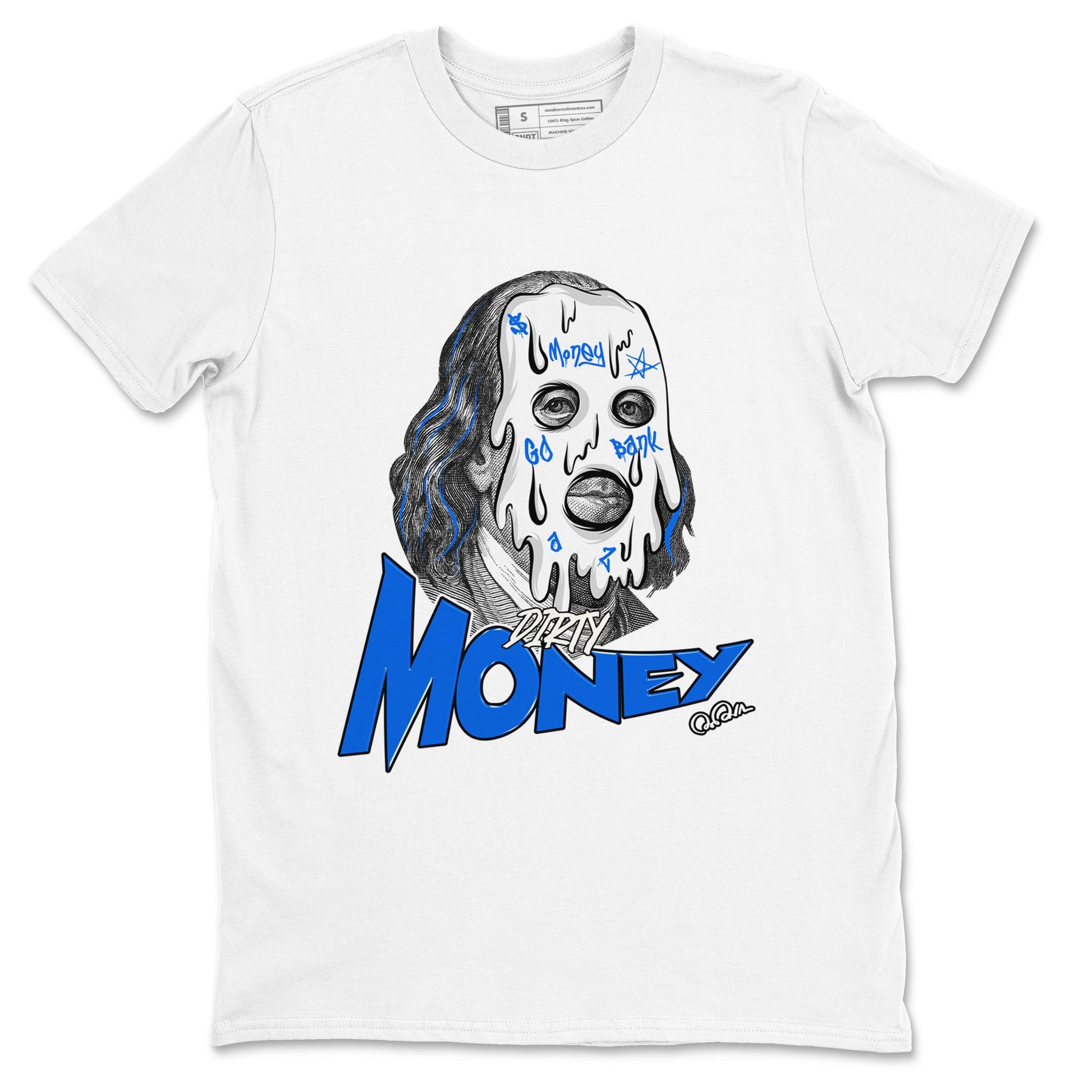 AJ1 Game Royal shirt to match jordans Dirty Money sneaker tees Air Jordan 1 Game Royal SNRT Sneaker Release Tees unisex cotton White 2 crew neck shirt