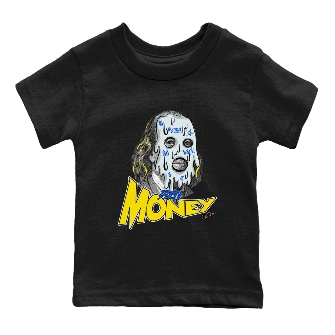 1s Travis Scott Canary shirt to match jordans Dirty Money sneaker tees Air Jordan 1 Travis Scott Canary SNRT sneaker release tees baby toddler Black 2 cotton Shirt
