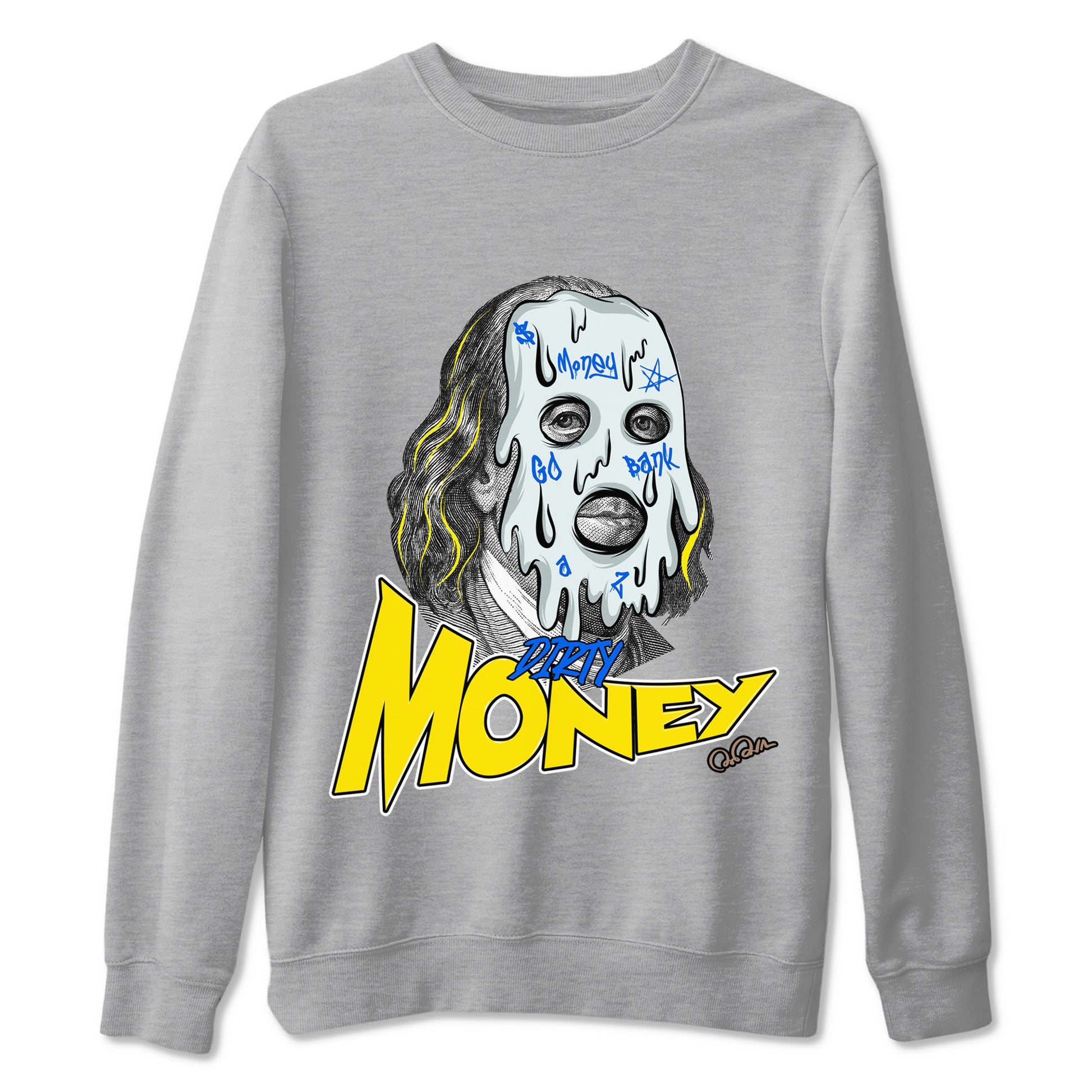 1s Travis Scott Canary shirt to match jordans Dirty Money sneaker tees Air Jordan 1 Travis Scott Canary SNRT Sneaker Release Tees unisex cotton Heather Grey 2 crew neck shirt