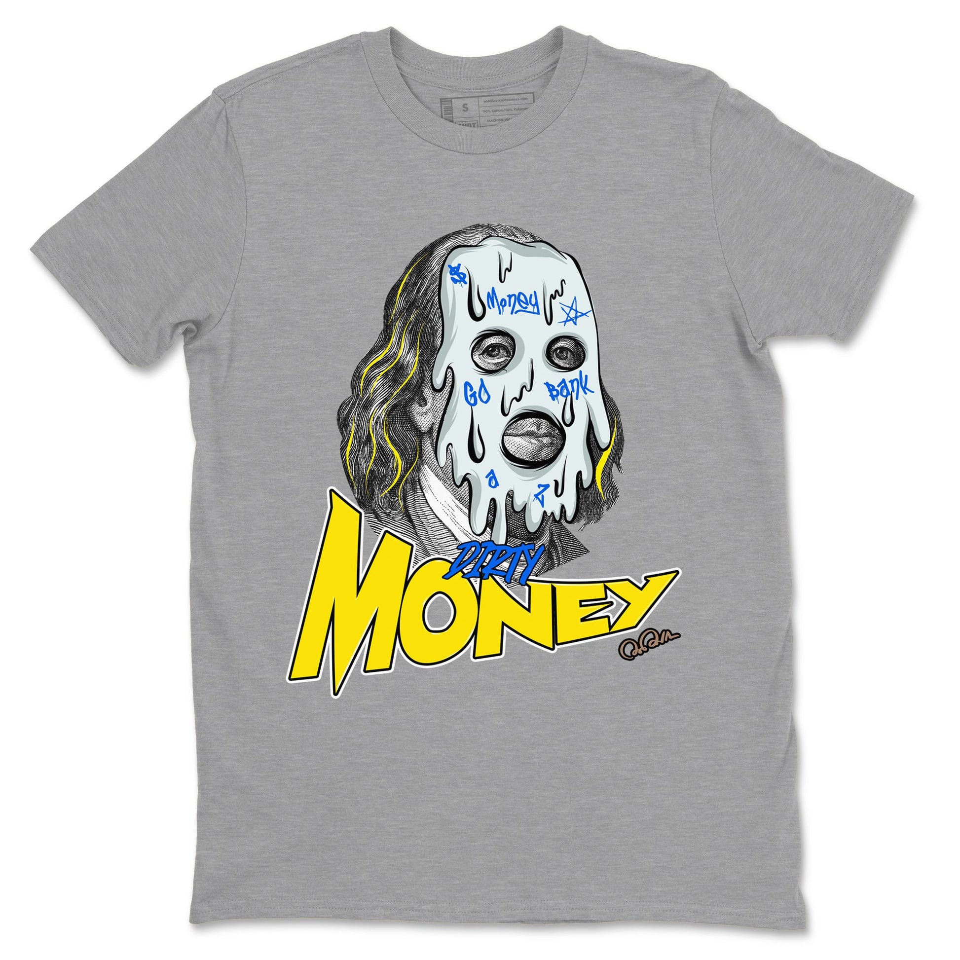 1s Travis Scott Canary shirt to match jordans Dirty Money sneaker tees Air Jordan 1 Travis Scott Canary SNRT Sneaker Release Tees unisex cotton Heather Grey 2 crew neck shirt