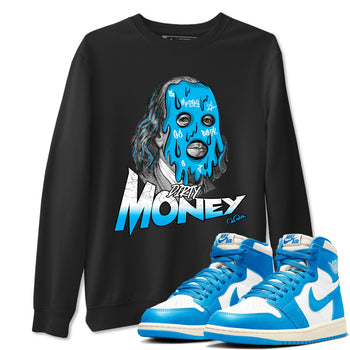 1s High OG UNC Reimagined shirts to match jordans Dirty Money graphic tees Air Jordan 1 UNC Reimagined match shoes to clothes SNRT Sneaker Tees unisex cotton Black 1 shirts