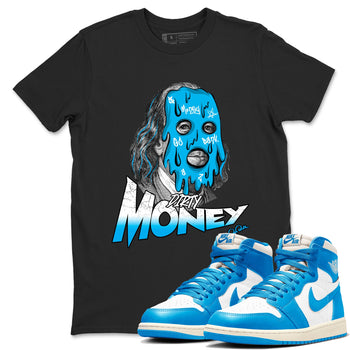 1s High OG UNC Reimagined shirts to match jordans Dirty Money graphic tees Air Jordan 1 UNC Reimagined match shoes to clothes SNRT Sneaker Tees unisex cotton Black 1 shirts