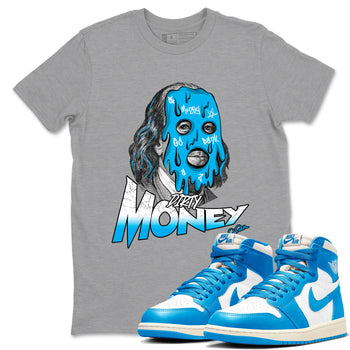 1s High OG UNC Reimagined shirts to match jordans Dirty Money graphic tees Air Jordan 1 UNC Reimagined match shoes to clothes SNRT Sneaker Tees unisex cotton Heather Grey 1 shirts