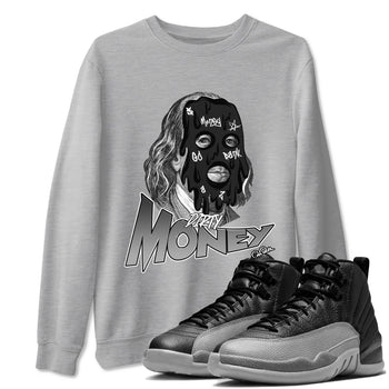 12s Black Wolf Grey shirts to match jordans Dirty Money sneaker match tees Air Jordan 12 Barons match shoes to clothes SNRT Sneaker Tees unisex cotton Heather Grey 1 shirts