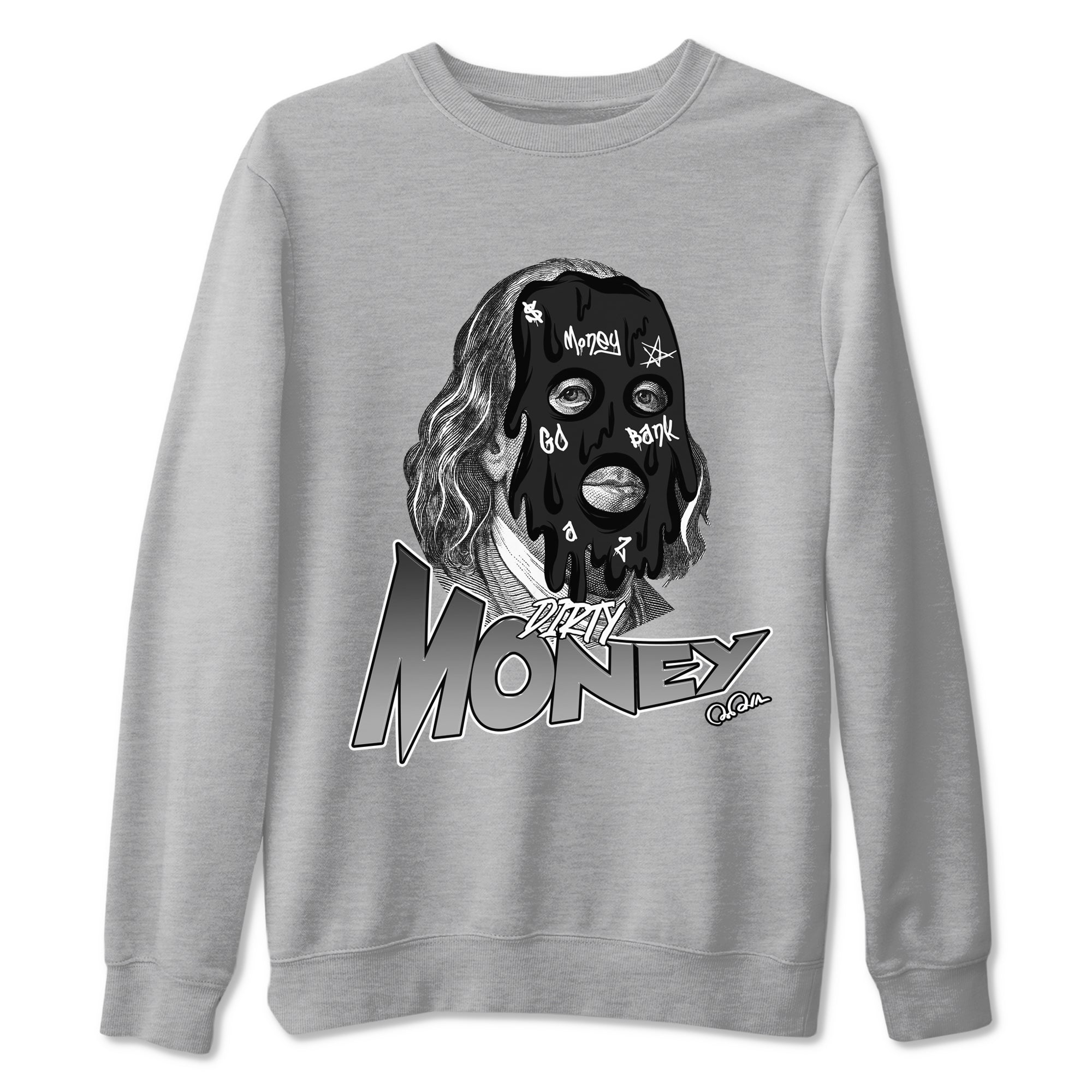 12s Black Wolf Grey shirts to match jordans Dirty Money sneaker match tees Air Jordan 12 Barons match shoes to clothes SNRT Sneaker Tees unisex cotton Heather Grey 2 shirts
