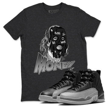 12s Black Wolf Grey shirts to match jordans Dirty Money sneaker match tees Air Jordan 12 Barons match shoes to clothes SNRT Sneaker Tees unisex cotton Charcoal Heather 1 shirts