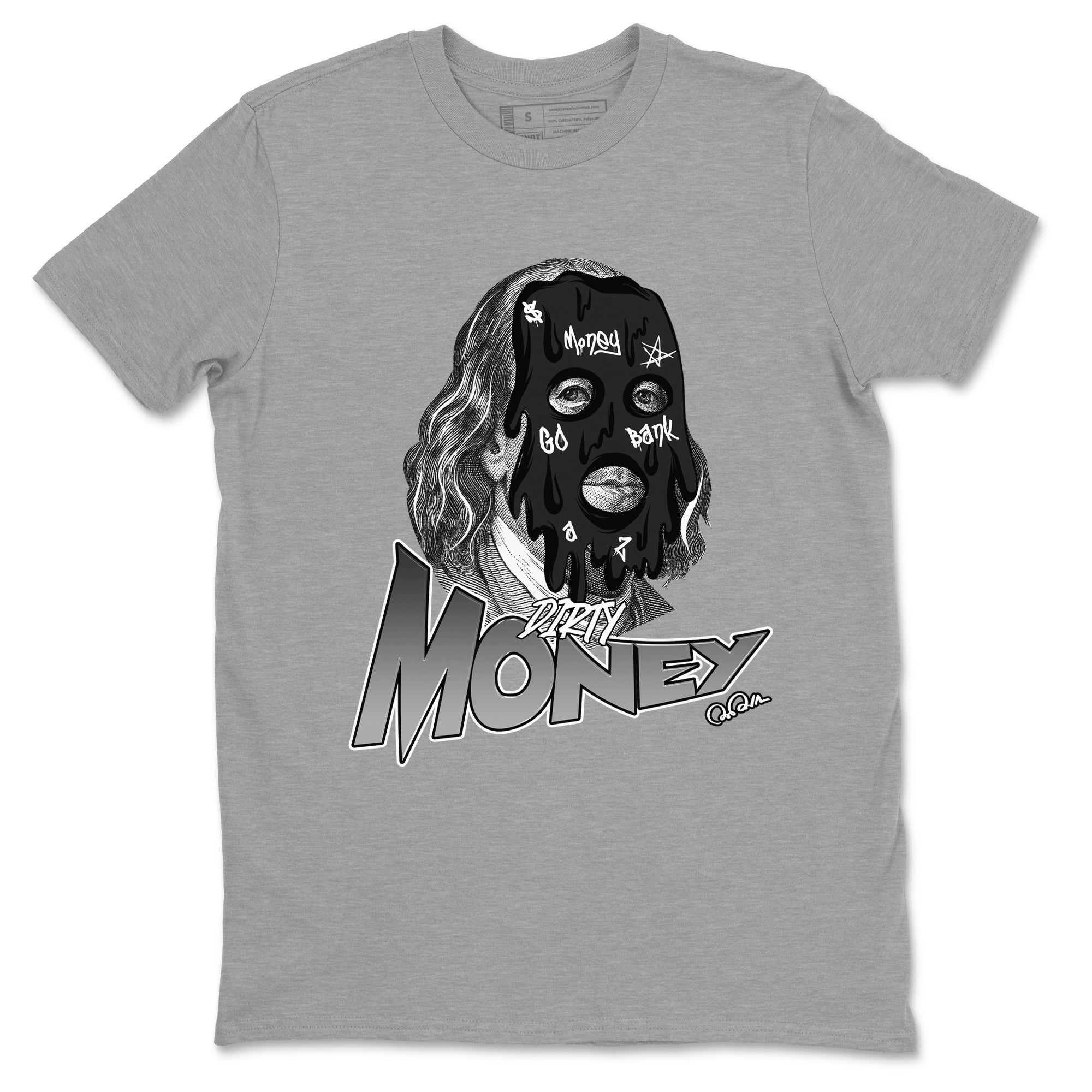 12s Black Wolf Grey shirts to match jordans Dirty Money sneaker match tees Air Jordan 12 Barons match shoes to clothes SNRT Sneaker Tees unisex cotton Heather Grey 2 shirts