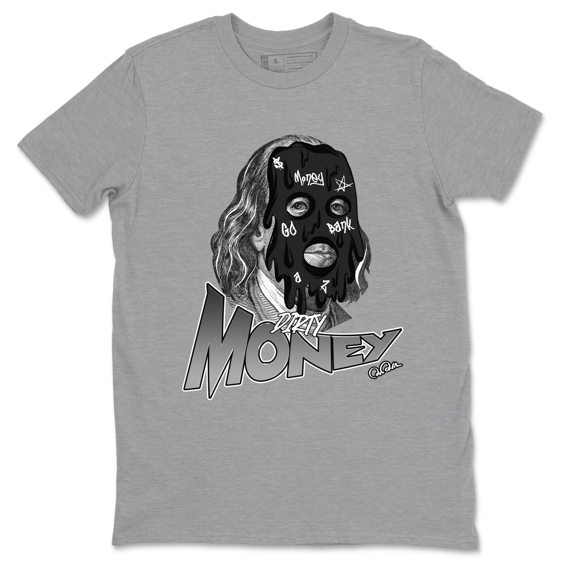 12s Black Wolf Grey shirts to match jordans Dirty Money sneaker match tees Air Jordan 12 Barons match shoes to clothes SNRT Sneaker Tees unisex cotton Heather Grey 2 shirts