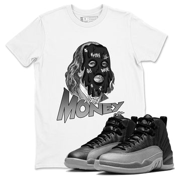12s Black Wolf Grey shirts to match jordans Dirty Money sneaker match tees Air Jordan 12 Barons match shoes to clothes SNRT Sneaker Tees unisex cotton White 1 shirts