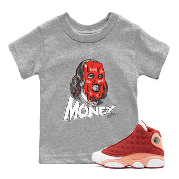 13s Dune Red shirts to match jordans Dirty Money sneaker match tees Air Jordan 13 Dune Red SNRT Sneaker Tees streetwear brand Baby and Youth Heather Grey 1 cotton tee