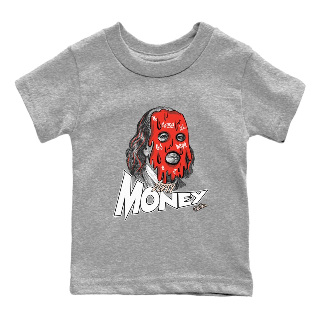 13s Dune Red shirts to match jordans Dirty Money sneaker match tees Air Jordan 13 Dune Red SNRT Sneaker Tees streetwear brand Baby and Youth Heather Grey 2 cotton tee