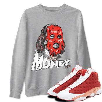 13s Dune Red shirts to match jordans Dirty Money sneaker match tees Air Jordan 13 Dune Red SNRT Sneaker Tees streetwear brand Heather Grey 1 unisex cotton tee